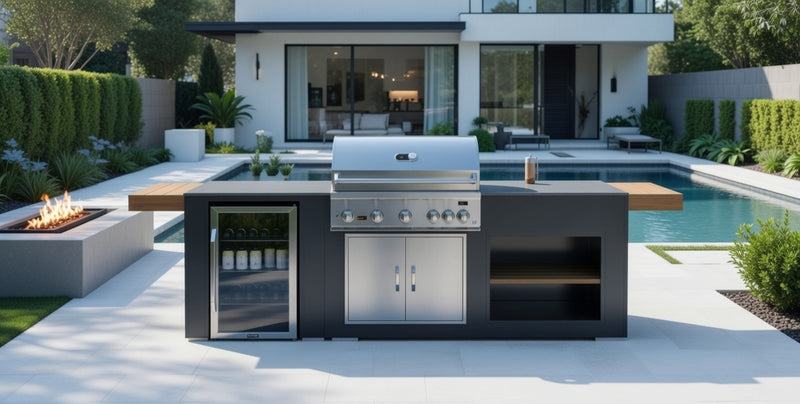 Grillandia Outdoor Kitchen Whistler Burford 5 Burner, and Fridge | 2.5M