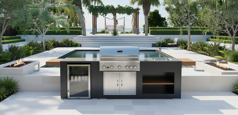 Grillandia Outdoor Kitchen Whistler Burford 5 Burner, Fridge, and Sink - 2.5M
