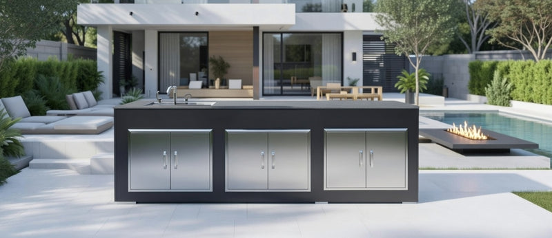 Grillandia Outdoor Kitchen Paired with a Sink and Three Double Doors  | 3M