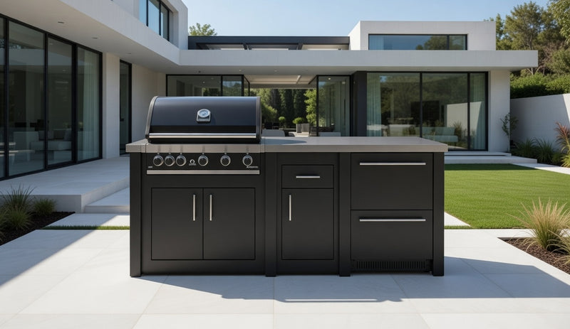 Grandpro by Stoll Aluminum Outdoor Kitchen Graphite GrandPro and Double Drawer Fridge | 2.3M