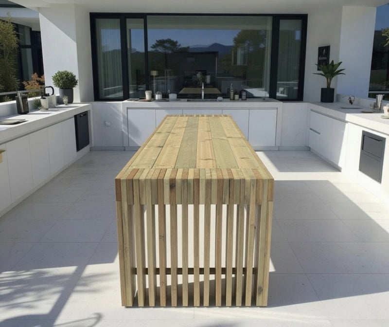 Pressure-Treated Timber Outdoor Table Set | 4-Meter