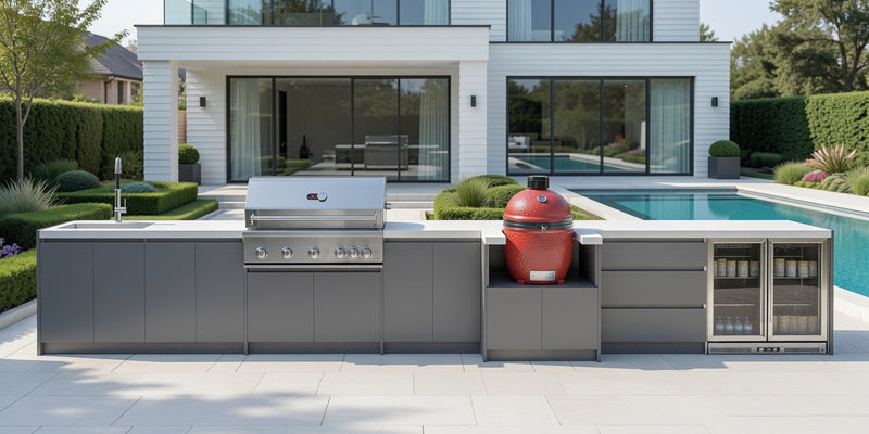 Whistler Fairford Grey Outdoor Kitchen with Burford 5-Burner BBQ | 6M Full Length Setup