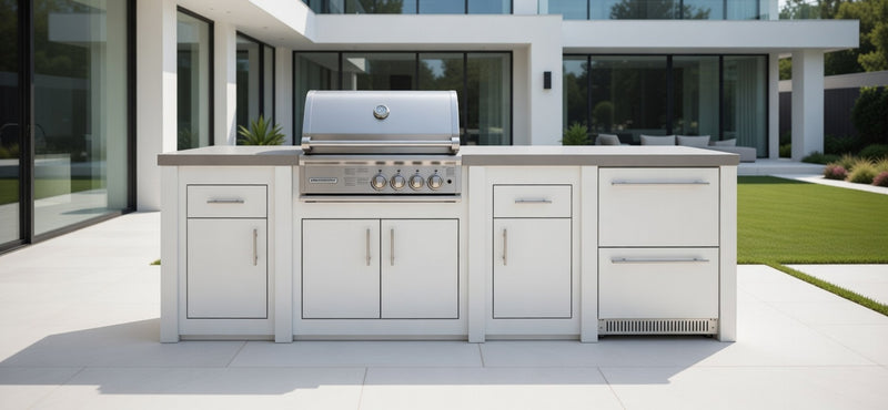 Grandpro by Stoll Aluminum Outdoor Kitchen Crossray, and Double Drawer Fridge | 3M