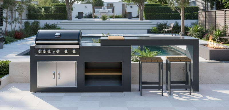 Grillandia Outdoor Kitchen with Turning Table and  Weather Cover - 2m / 3.2m