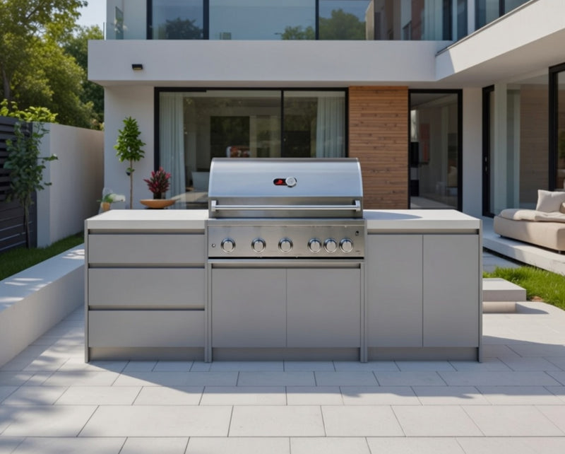 Whistler Fairford Grey Outdoor Kitchen with Burford 5-Burner BBQ | 2.7M Full-Length