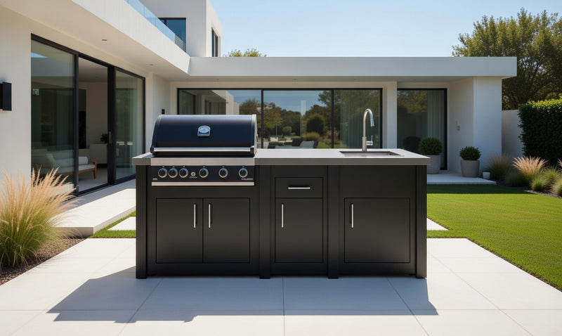 Grandpro by Stoll Aluminum Outdoor Kitchen Graphite GrandPro, and Sink | 2.4M