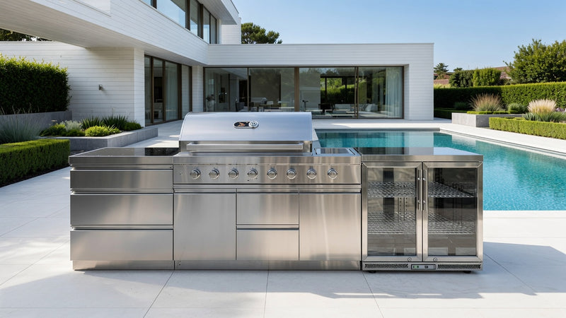 Whistler Outdoor Kitchen 6 Burner BBQ, Fridge and Triple Drawer 2.9M