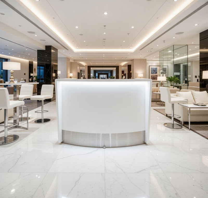 Front Reception Counter For Pub, Hotel, Hospital, Iluminated / Counter LED - Complete Set 5 + Sink