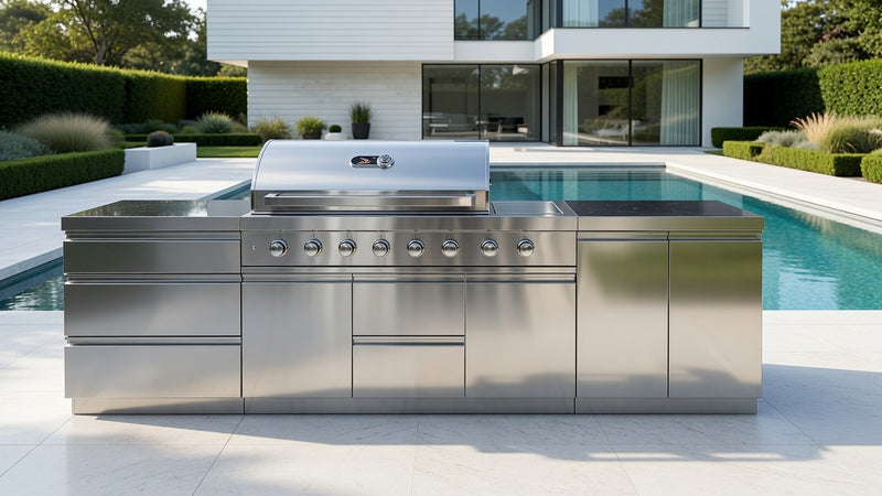 Whistler Outdoor Kitchen 6 Burner BBQ, Double Doors and Triple Drawer | 3.1M