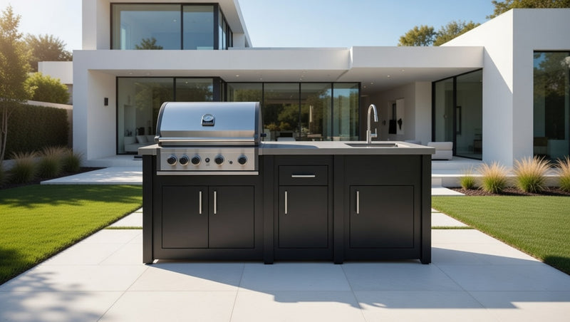 Grandpro by Stoll Aluminum Outdoor Kitchen Graphite Pro Elite, and Sink | 2.4M