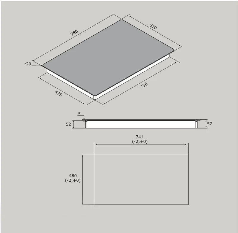 Airforce Integra 78 B2 ECO 78Cm 4 Zone Touch Control Induction Hob - Black
