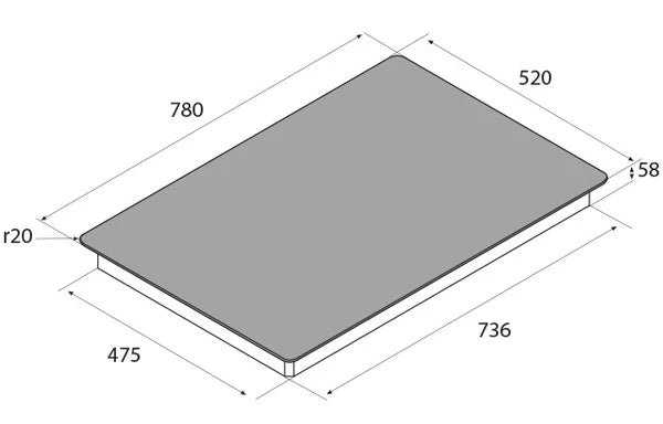 Airforce Integra 80-4 B 78cm 4 Zone Induction Hob with touch control also bridgable function