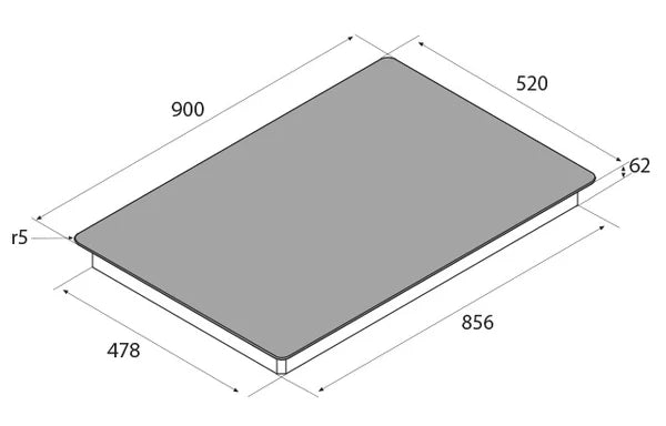 Airforce Integra 90-5B 90cm 5 Zone Induction hob with Touch control & 2 bridgable functions