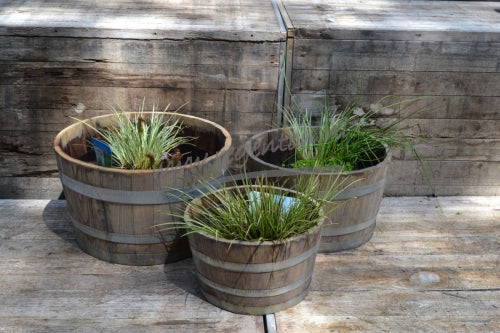 Plant Container Wooden Chestnut Set of 3 - Grey
