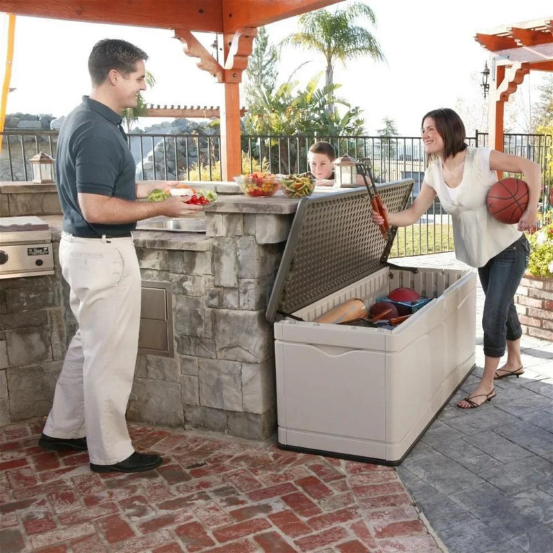 Lifetime 500L Plastic Outdoor Storage Box Brown/Desert Sand