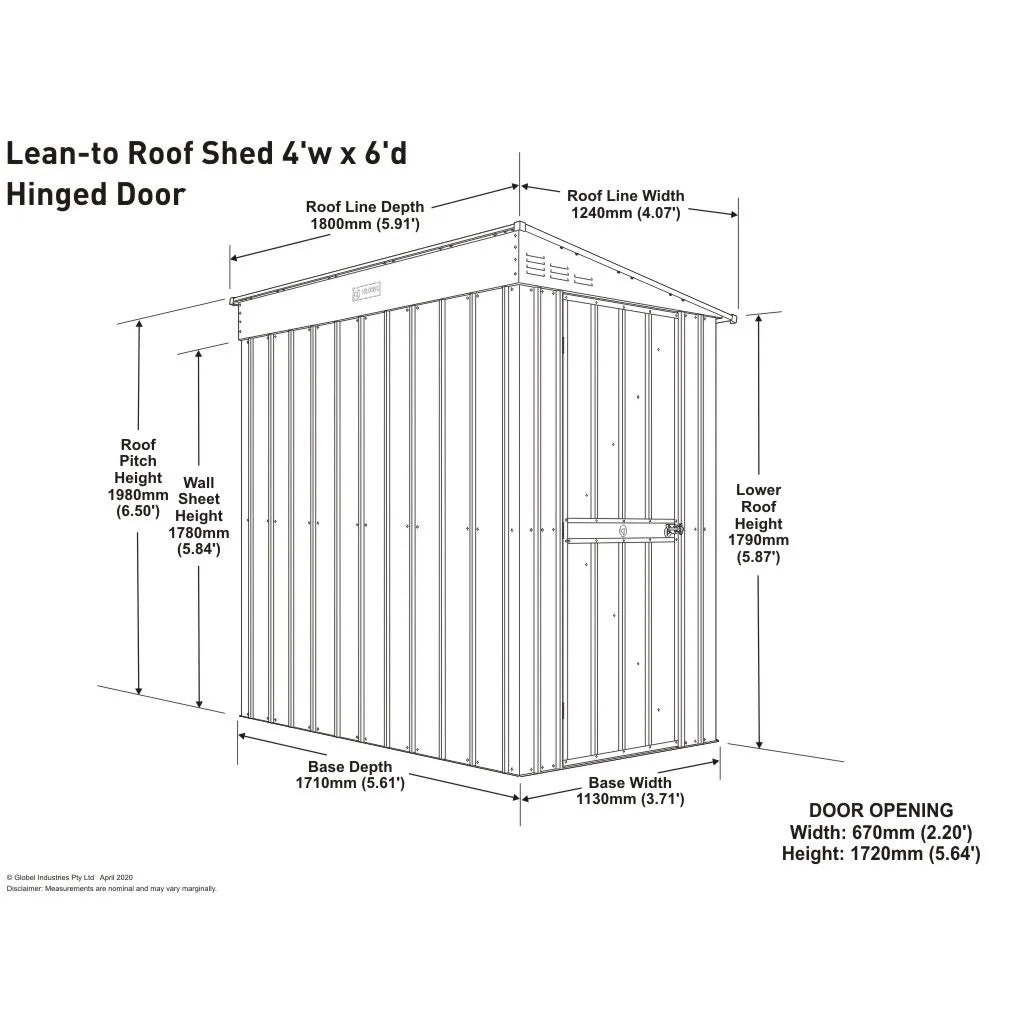 Globel Lean-To Metal Shed