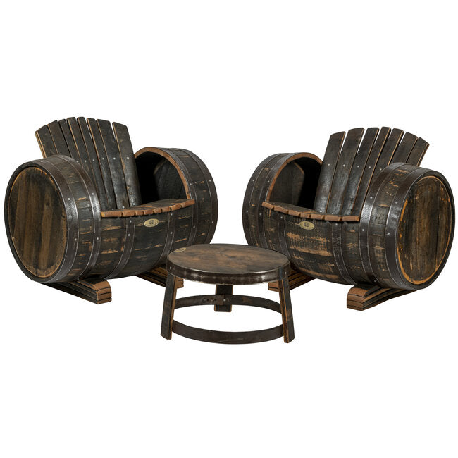 Whiskey Oak Barrel Lounge Chairs Set of 3 "Robust" - Oiled Stained