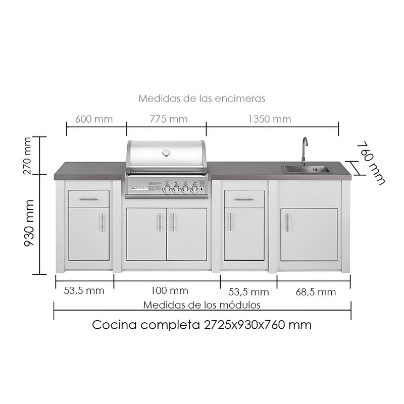 Grandpro by Stoll Aluminum Outdoor Kitchen Crossray, and Double Drawer Fridge | 3M