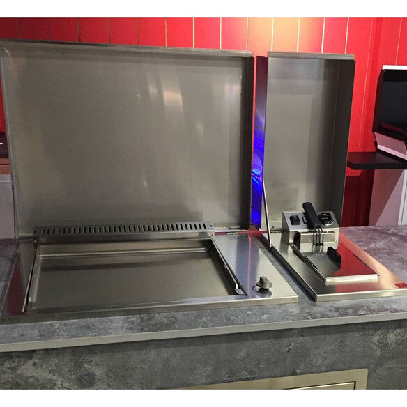 Grillandia Outdoor kitchen U shape, Paired with Beefeater proline 6 burner and Built-in deep fryer | 4m x 3.8m X 4m