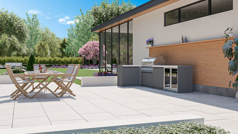 Whistler Fairford Grey Outdoor Kitchen with Burford 5-Burner BBQ | 3.6M X 1.5M Full-Length