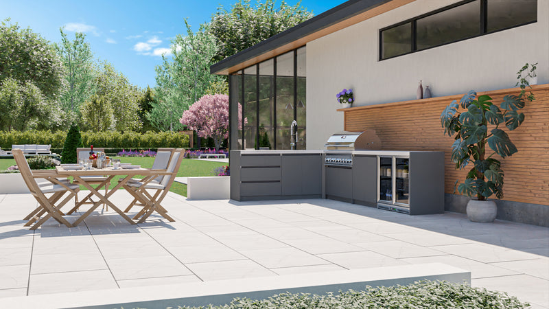 Whistler Fairford Grey Outdoor Kitchen with Burford 5-Burner BBQ | 3.6M X 2.3M Full-Length