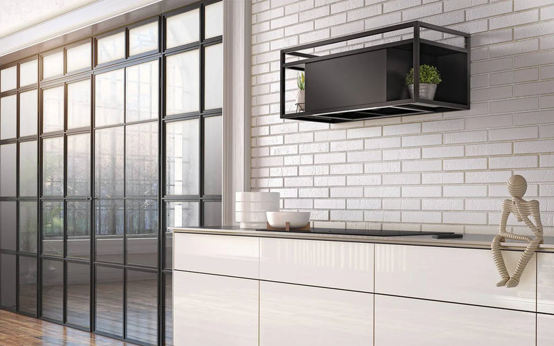 Airforce Q-BIC 120cm Wall Mounted Cooker Hood Anthricite Painted Steel with Remote Control, Smoked glass shelves