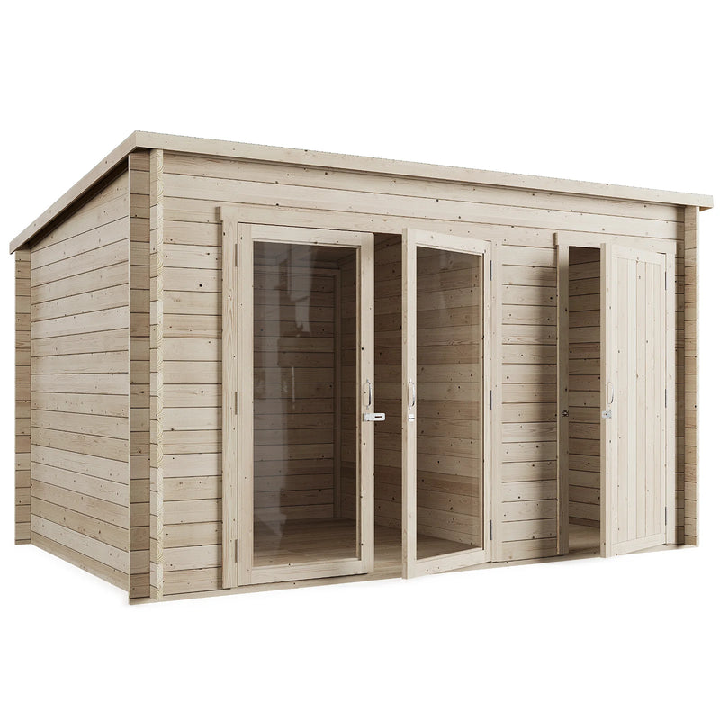 Store More Darton Pent Log Cabin Summerhouse with Side Store