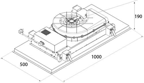 Airforce Split 100cm Ceiling Cooker Hood LED Bar with 2 LED Panels integra Ready- White