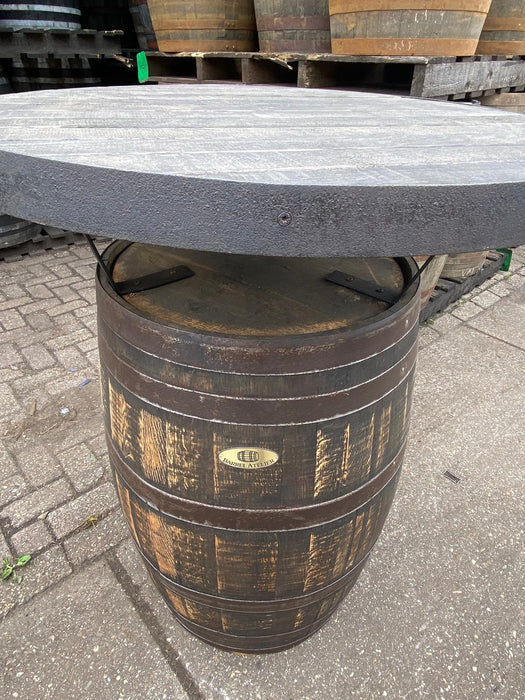 Standing Oak Bar Table with Wooden Top - Oiled Stained