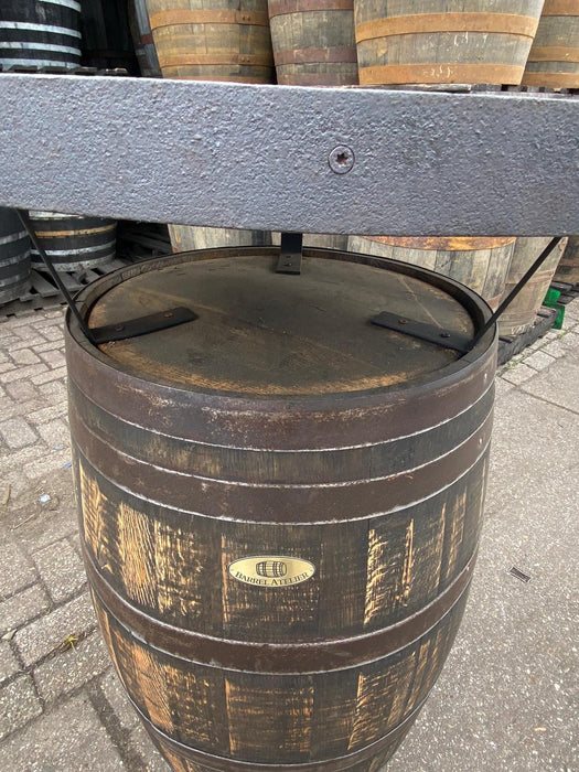 Standing Oak Bar Table with Wooden Top - Oiled Stained