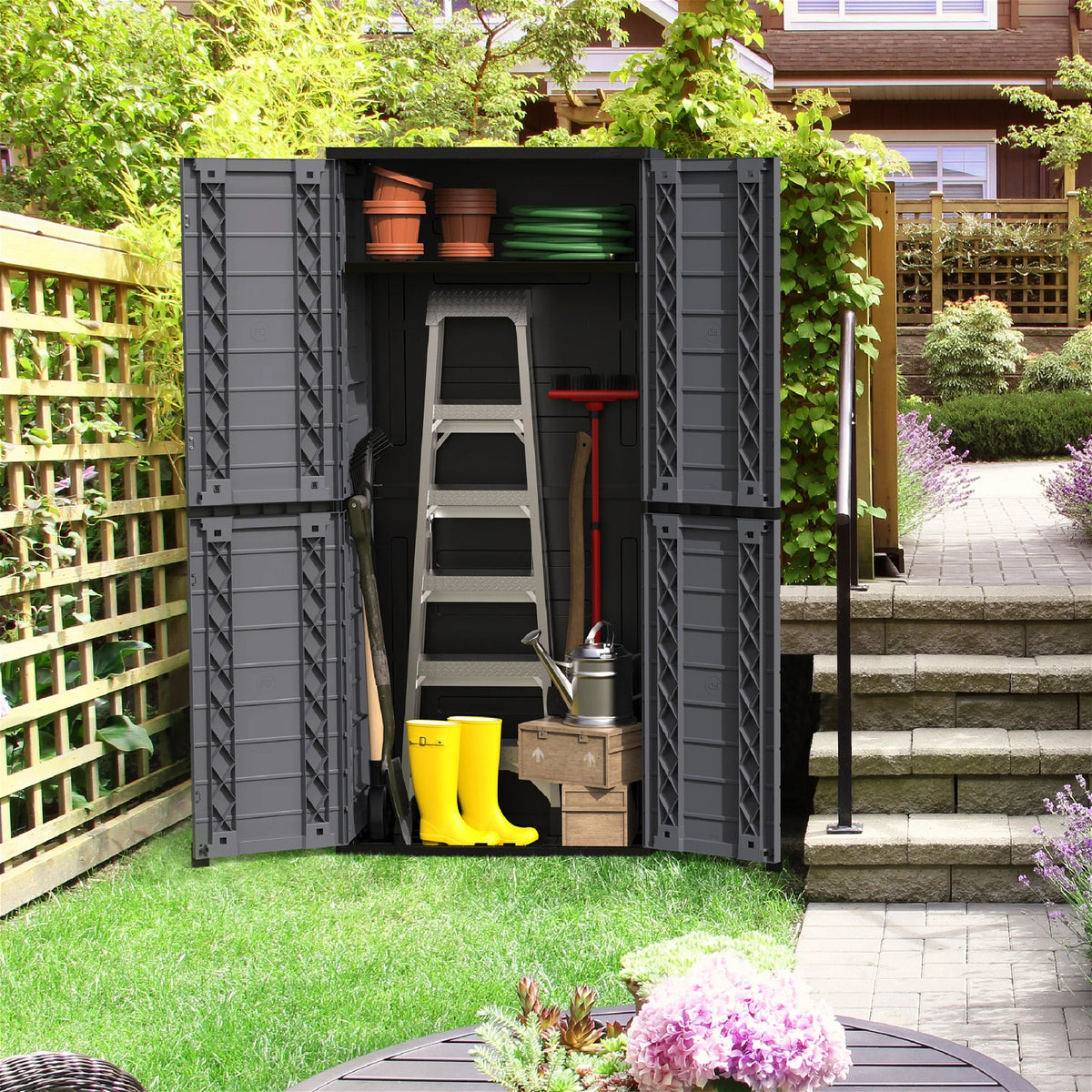 Duramax Cedargrain Tall Plastic Vertical Storage Cabinet — Primecookout Ltd