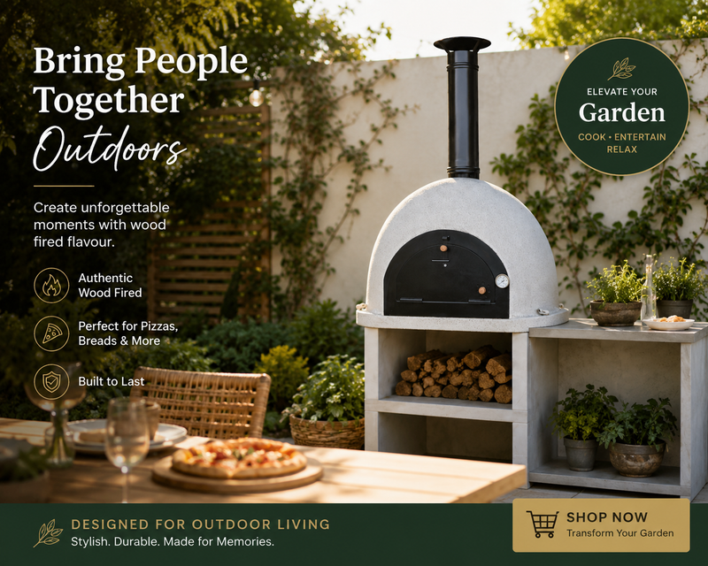 Royal Max Wood Burning Pizza Oven and Side Table 100cm