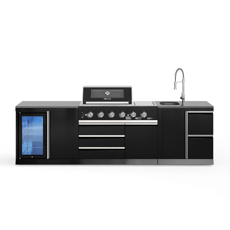 Goriller Outdoor Kitchen | 6-Burner Gas Grill, Sink and Fridge | 3m Compact Luxury Design