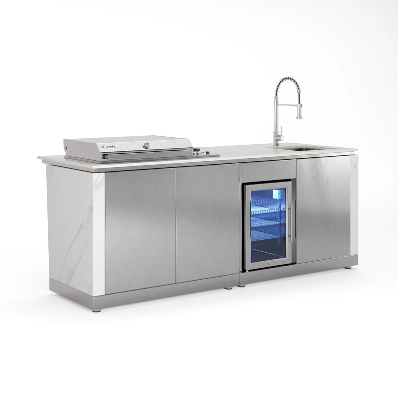 Goriller Outdoor Kitchen Alpha | 4-Burner Gas Grill, Refrigerator & Sink | 2.3m