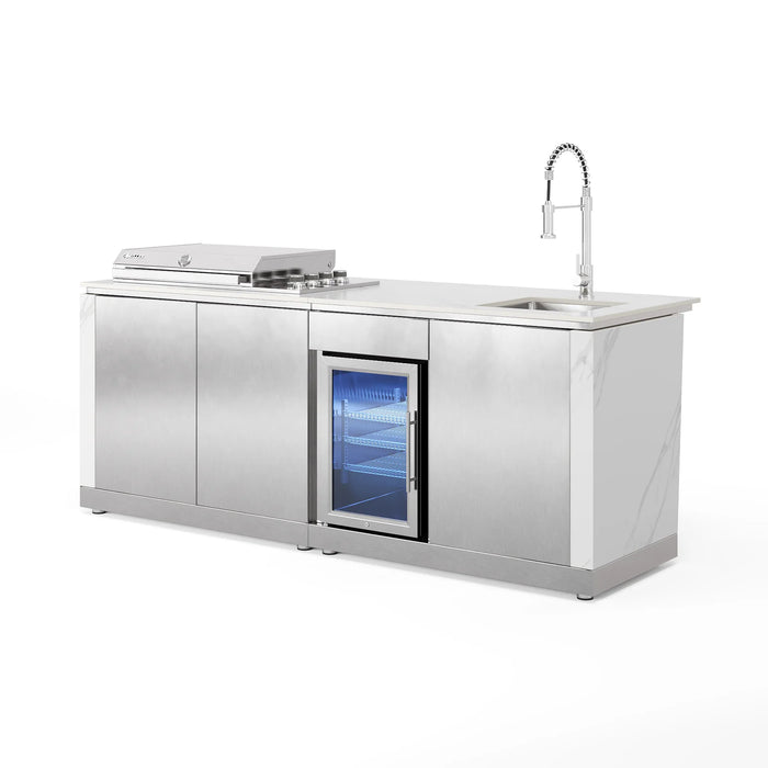 Goriller Outdoor Kitchen Alpha | 4-Burner Gas Grill, Refrigerator & Sink | 2.3m