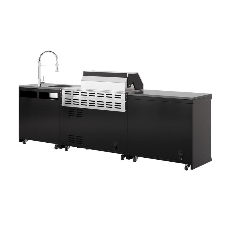 Goriller Outdoor Kitchen | 6-Burner Gas Grill, Sink and Fridge | 3m Compact Luxury Design