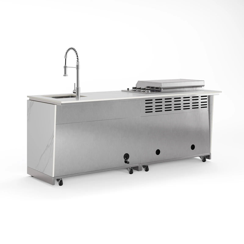 Goriller Outdoor Kitchen Alpha | 4-Burner Gas Grill, Refrigerator & Sink | 2.3m