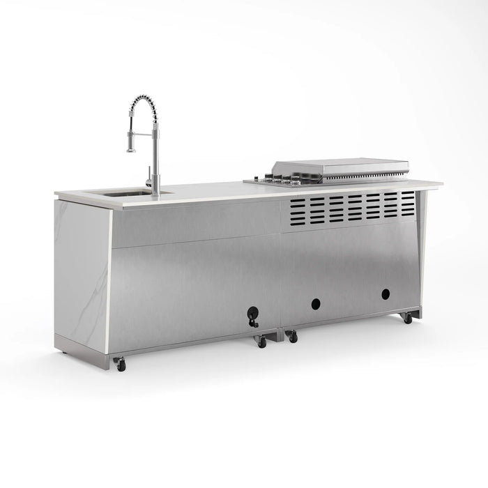 Goriller Outdoor Kitchen Alpha | 4-Burner Gas Grill, Refrigerator & Sink | 2.3m