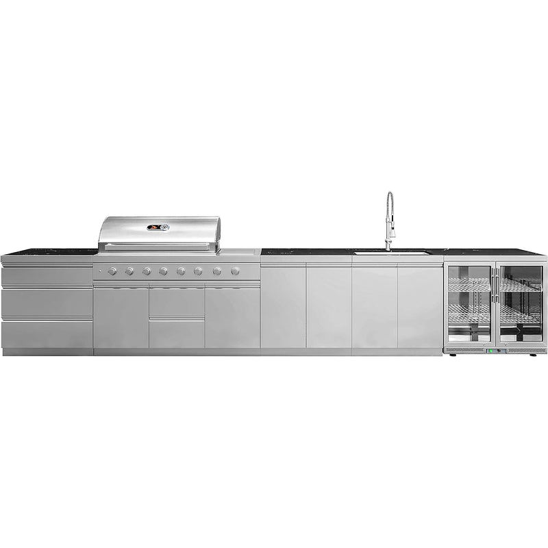 Whistler Grills Lechlade 6-Burner Kitchen with Double Door Fridge and Sink - Stainless Steel 4.8Meters