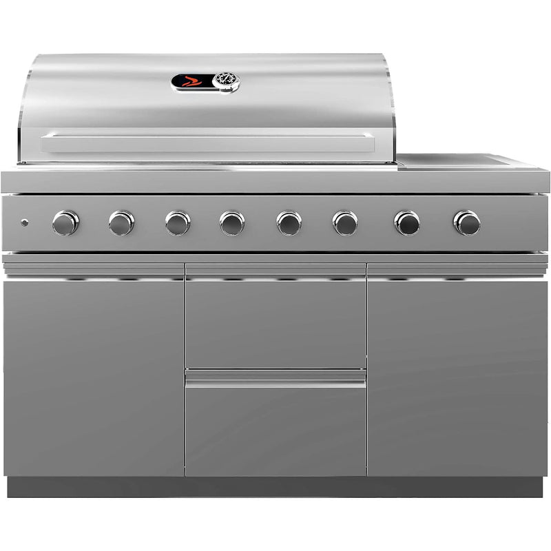 Whistler Grills Oaksey 6-Burner Kitchen with Double Door Fridge, Sink and Gas Bottle Cabinet - Stainless Steel 4.2Meters