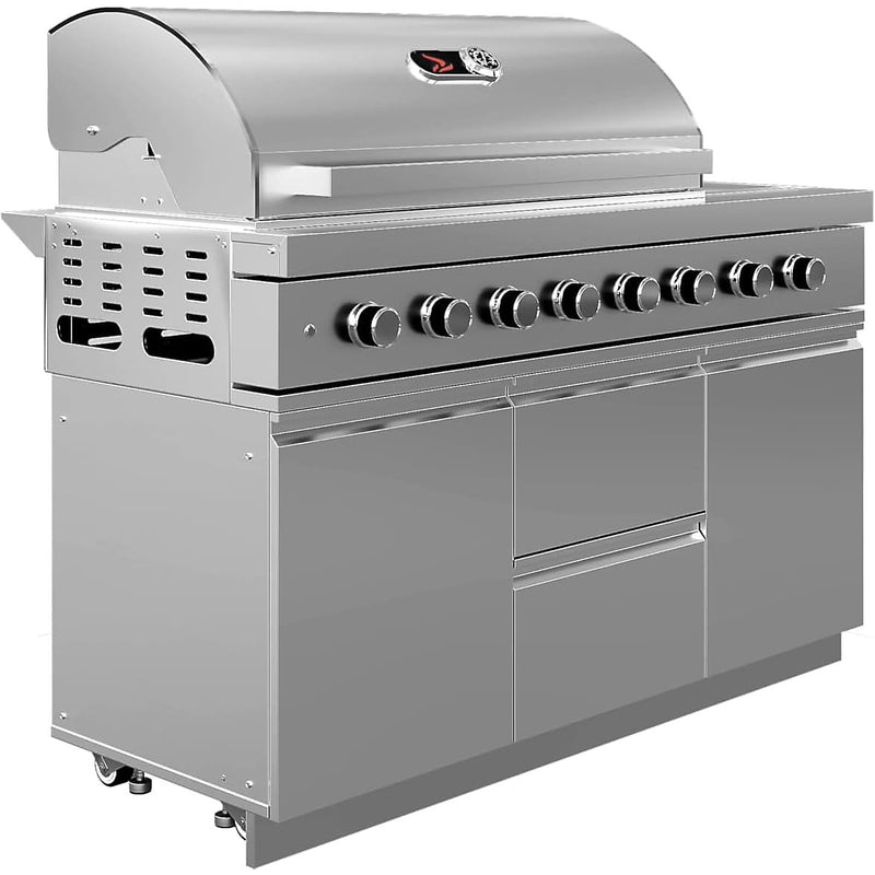 Whistler Grills Blockley 6-Burner Kitchen with Double Door Fridge - Stainless Steel 3.3m