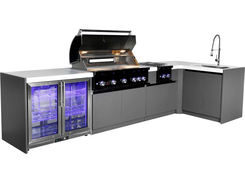 Whistler Fairford Outdoor Kitchen with Burford 5-Burner BBQ and side burner | 3.6M X 1.6M Full-Length
