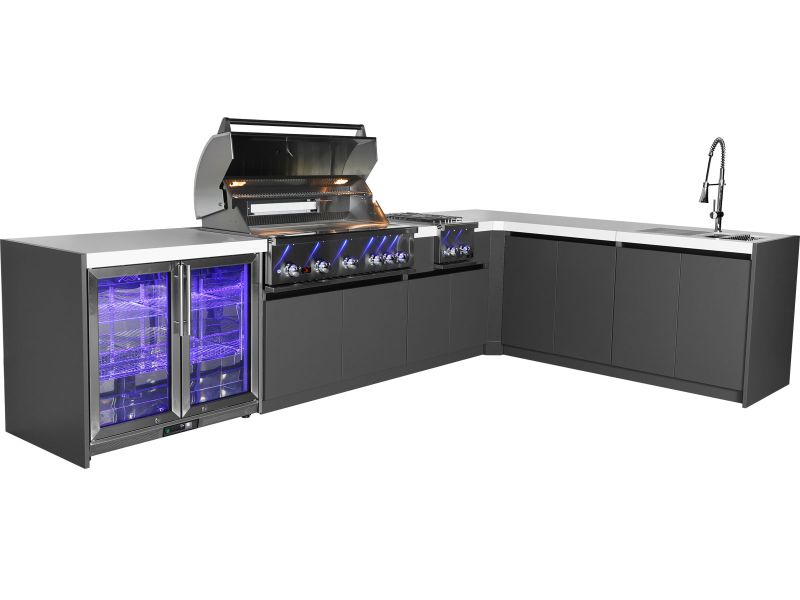 Whistler Fairford Outdoor Kitchen with Burford 5-Burner BBQ and side burner | 3.6M X 2.4M Full-Length