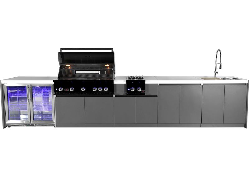 Whistler Fairford Outdoor Kitchen with Burford 5-Burner BBQ and side burner | 4.4M Full-Length