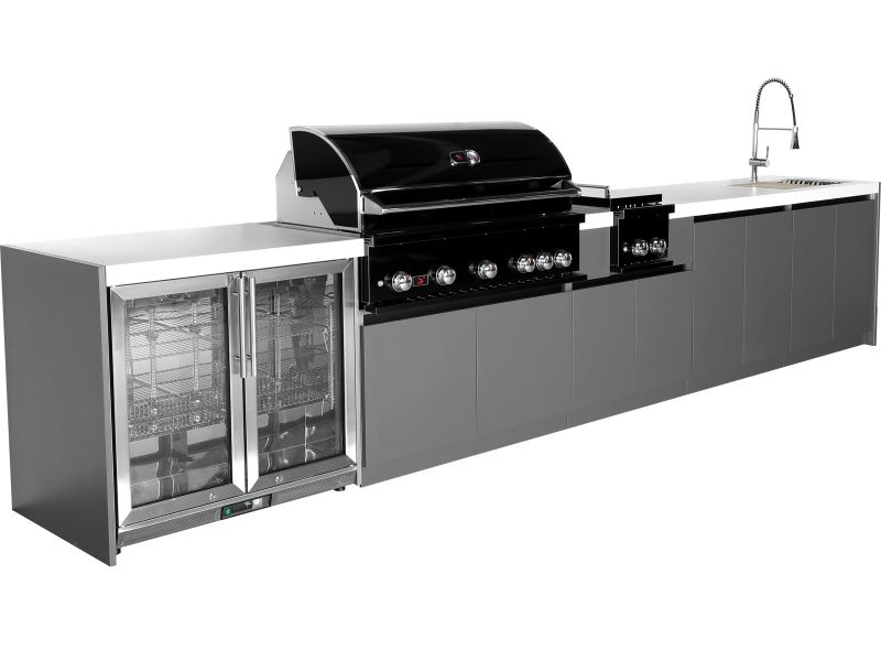Whistler Fairford Outdoor Kitchen with Burford 5-Burner BBQ and side burner | 4.4M Full-Length