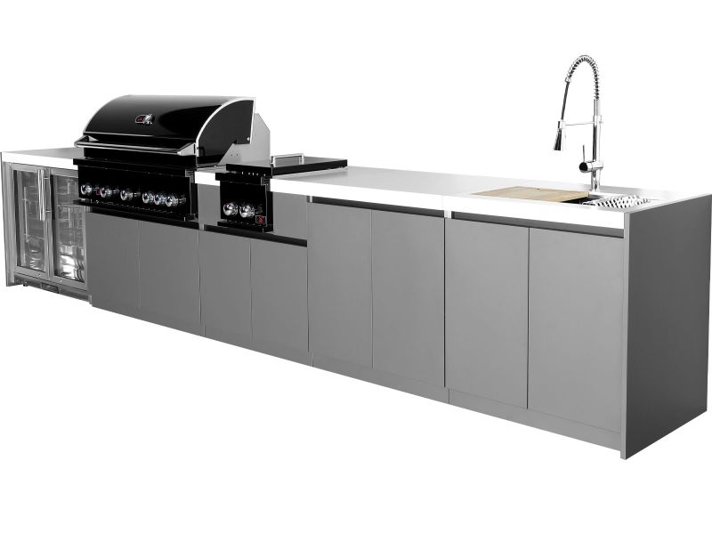 Whistler Fairford Outdoor Kitchen with Burford 5-Burner BBQ and side burner | 4.4M Full-Length