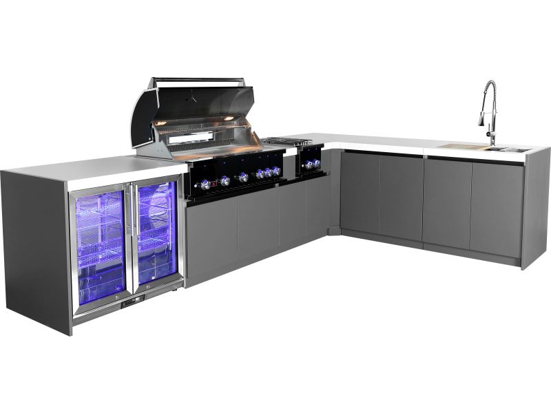 Whistler Fairford Outdoor Kitchen with Burford 5-Burner BBQ and side burner | 3.6M X 2.4M Full-Length