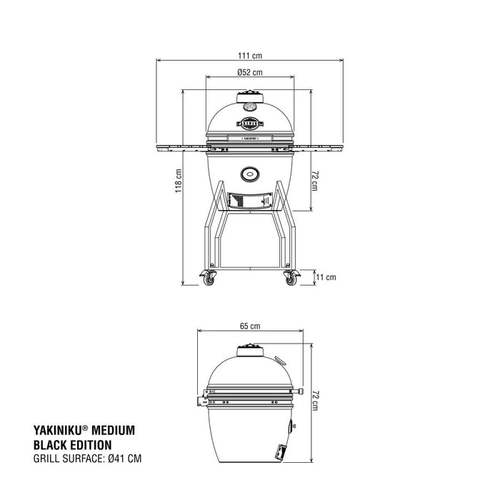 Yakiniku Medium 16" Kamado Black Edition and Trolley