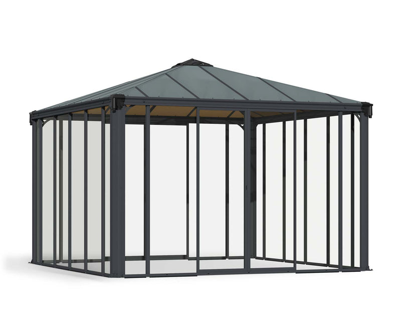 Enclosed Gazebo Kit -Ledro 12 ft. x. 12 ft. Grey Structure & Hybrid Panels