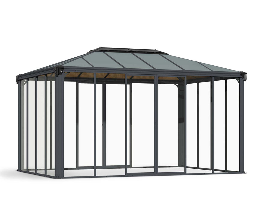 Enclosed Gazebo Kit -  Ledro 10 ft. x. 14 ft. Grey Structure & Hybrid Panels